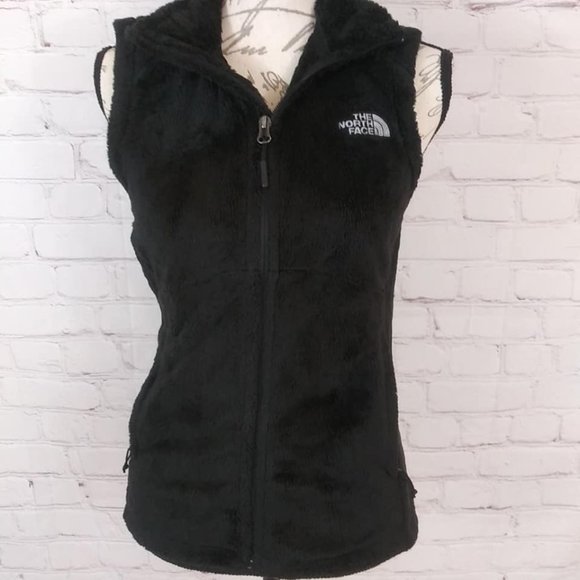 North Face Black Furry Fuzzy Fleece Vest Sz XS - Picture 2 of 8